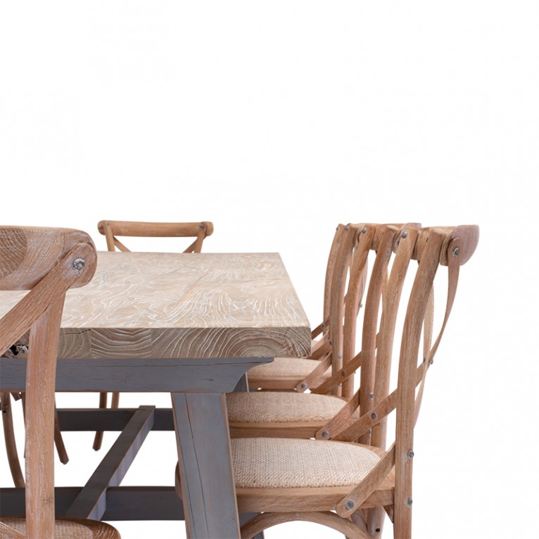 Traditional limewashed reclaimed elm table