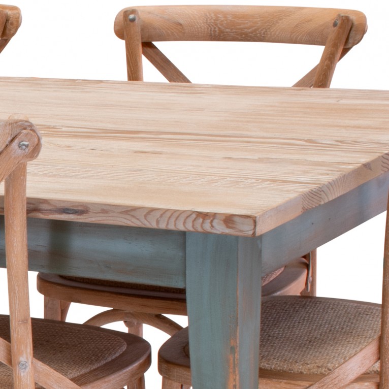 Traditional limewashed reclaimed pine table set (includes chairs)