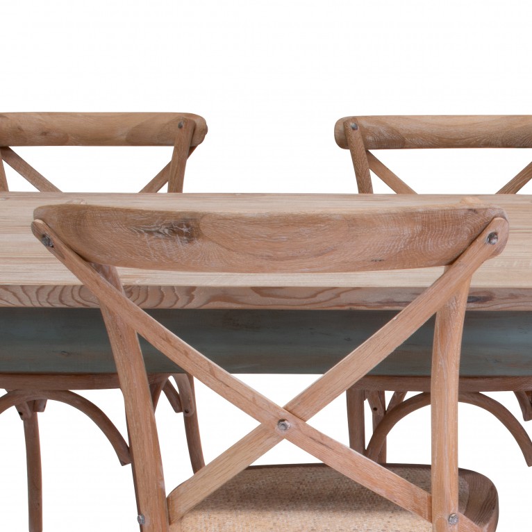 Traditional limewashed reclaimed pine table set (includes chairs)