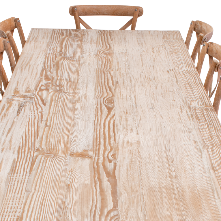 Traditional limewashed reclaimed pine table set (includes chairs)