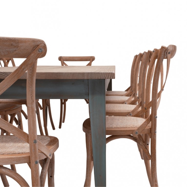 Traditional limewashed reclaimed pine table set (includes chairs)