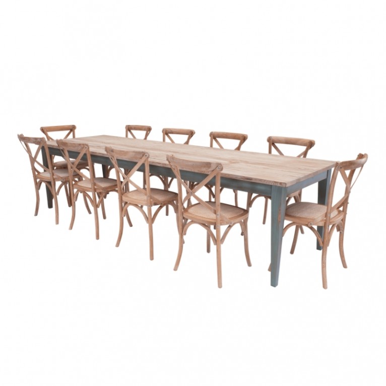 Traditional limewashed reclaimed pine table set (includes chairs)